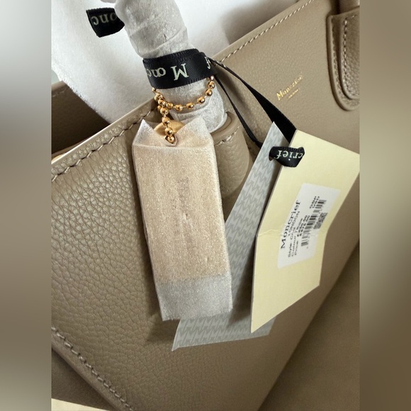 Moncrief Elegant Taupe Italian Leather Handbag, Shoulder Strap, London Designer - Picture 8 of 15